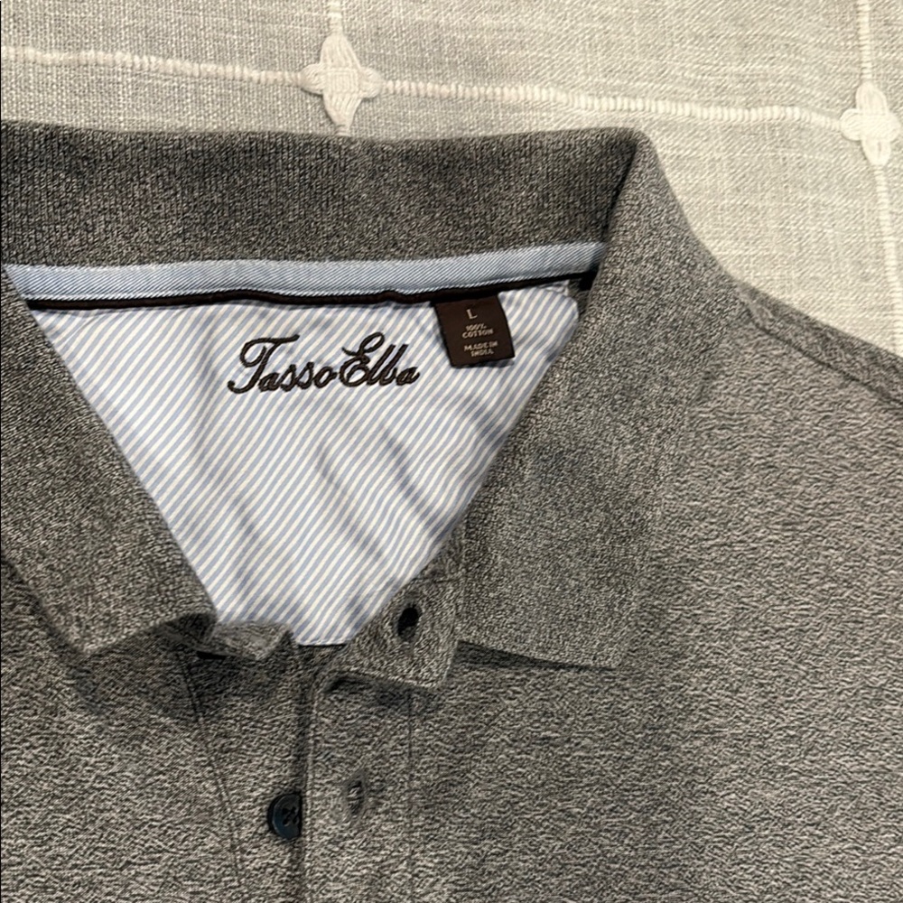 Tasso Elba Men's Heather Gray Polo with Subtle Texture